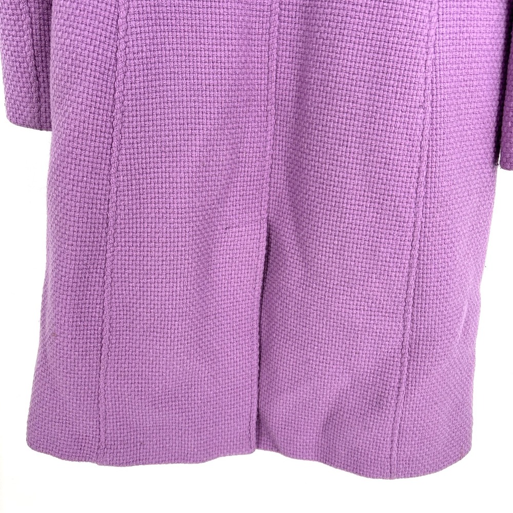Y2K Marvin Richards Elegant Lavender Tweed Wool Blend‎ Dress Coat Fur Trim XS - Picture 14 of 15